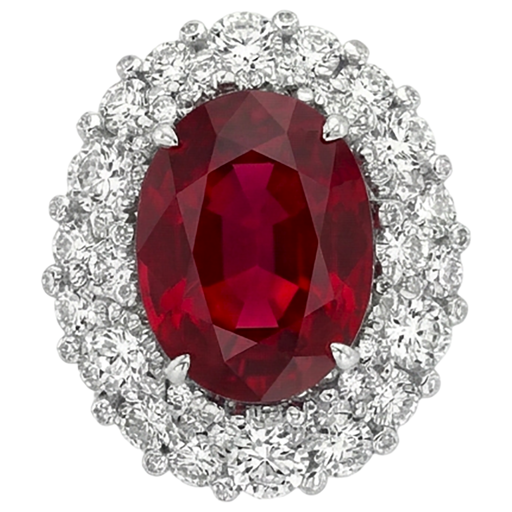 Burma Ruby Natural Earth Mined Diamond ( Not Lab Grown )  Cocktail Ring