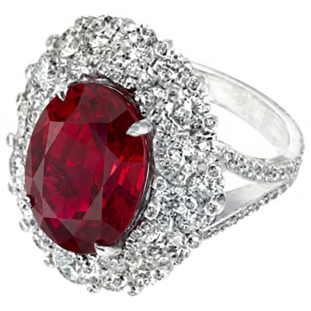 Burma Ruby Natural Earth Mined Diamond ( Not Lab Grown )  Cocktail Ring