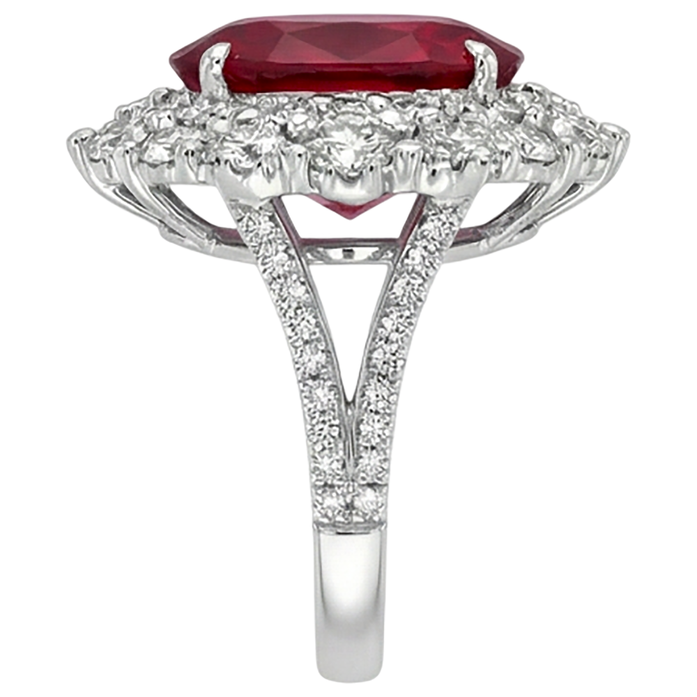 Burma Ruby Natural Earth Mined Diamond ( Not Lab Grown )  Cocktail Ring