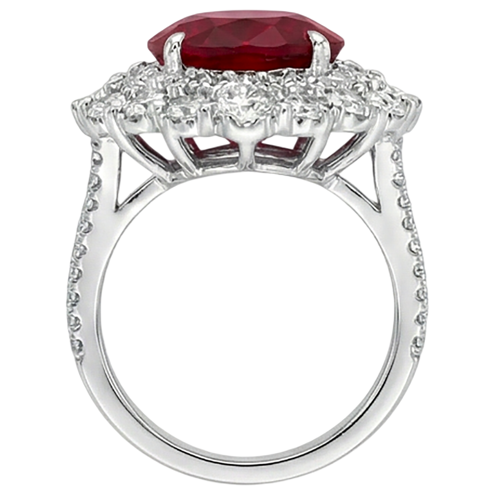 Burma Ruby Natural Earth Mined Diamond ( Not Lab Grown )  Cocktail Ring