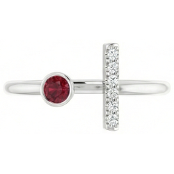 Burmese Ruby & Natural Earth Mined Diamond ( Not Lab Grown ) Ring 0.48 Carats 14K White Gold