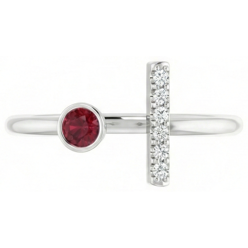 Burmese Ruby & Natural Earth Mined Diamond ( Not Lab Grown ) Ring 0.48 Carats 14K White Gold