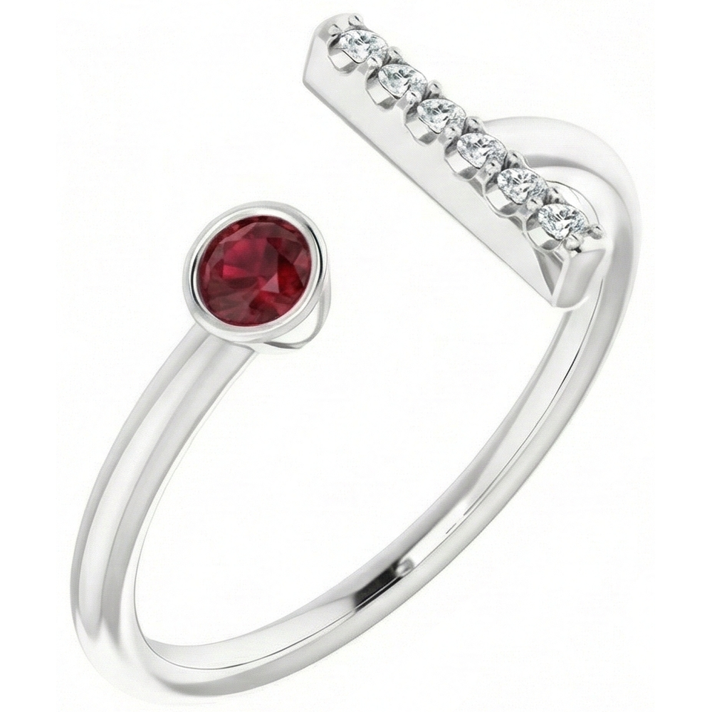 Burmese Ruby & Natural Earth Mined Diamond ( Not Lab Grown ) Ring 0.48 Carats 14K White Gold