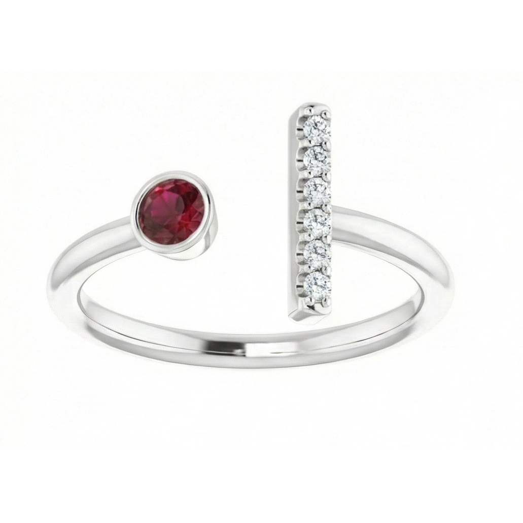Burmese Ruby & Natural Earth Mined Diamond ( Not Lab Grown ) Ring 0.48 Carats 14K White Gold