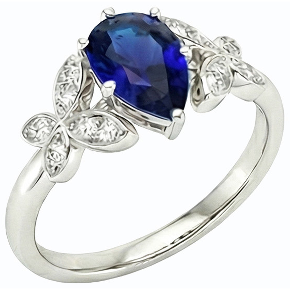 natural round sapphire 3ct ring side angle