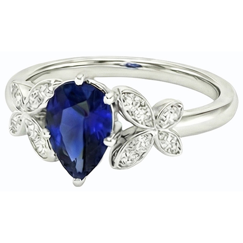 natural round sapphire 3ct ring profile view