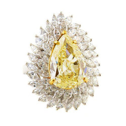 Diamond Pear Cut Halo Engagement Ring 6 ct – Two-Tone 14K Gold