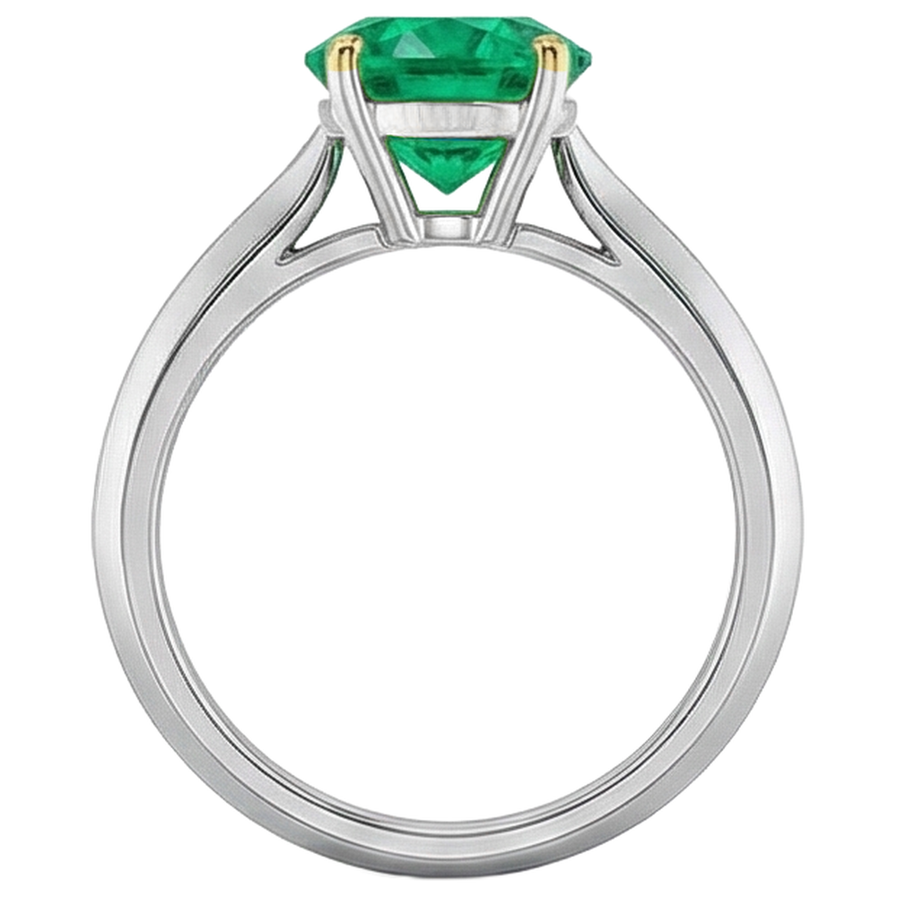 Precious Stone Ring 14K Two Tone Gold with Emerald – top view