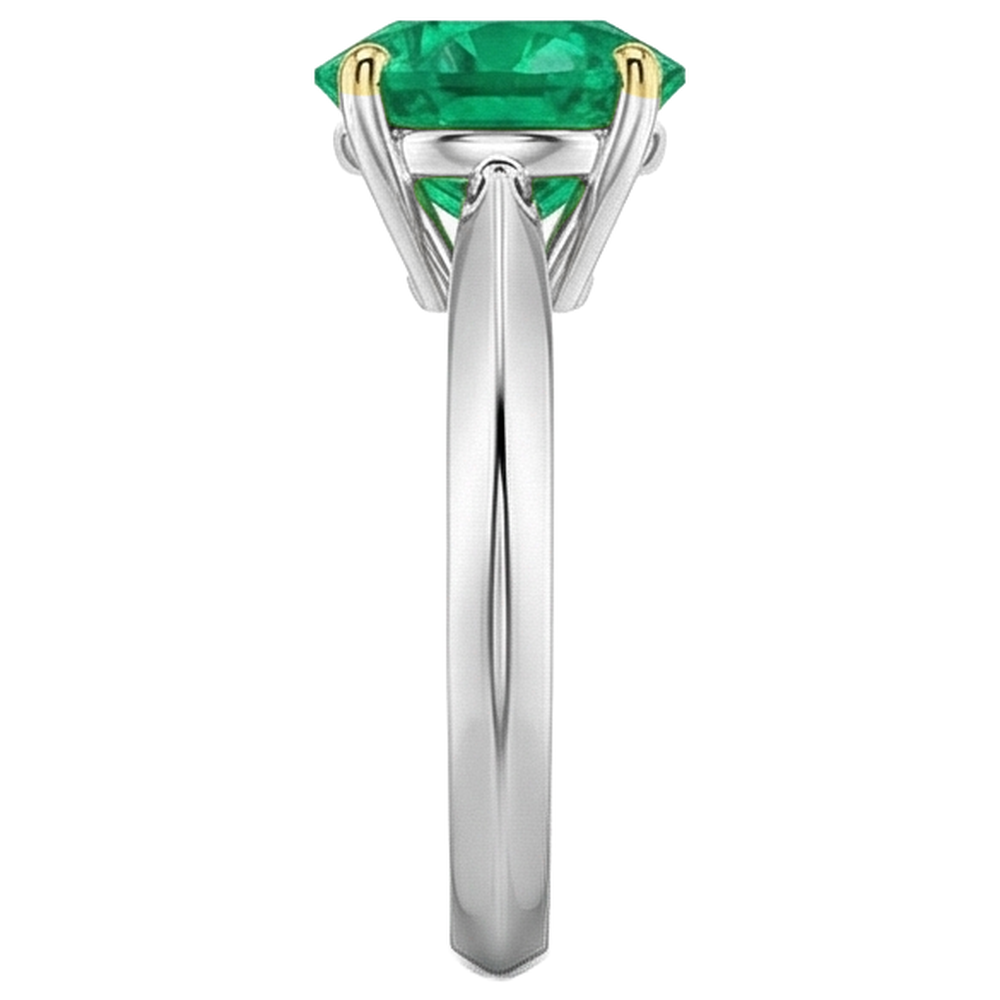 Precious Stone Ring 14K Two Tone Gold with Emerald – profile view