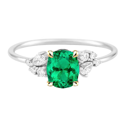 GIA Certified Colored Stone Ring – Emerald 2 ct Two-Tone 14K Gold