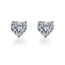Casual Heart Shaped Genuine Diamond Stud Earrings