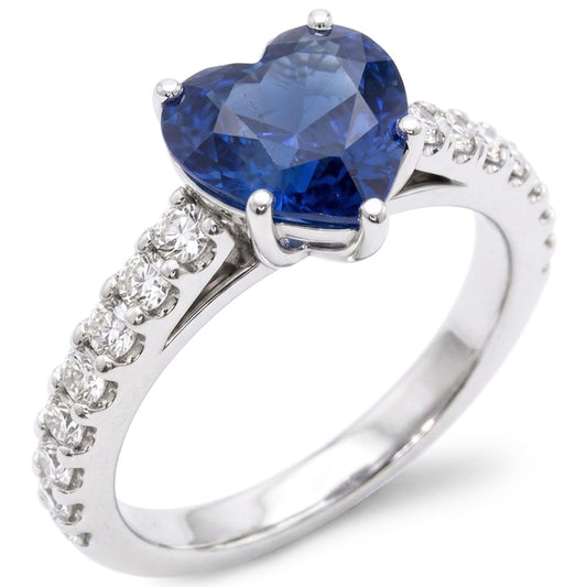 Cathedral Setting Blue Sapphire Natural Earth Mined Diamond ( Not Lab Grown ) Ring Round Accents