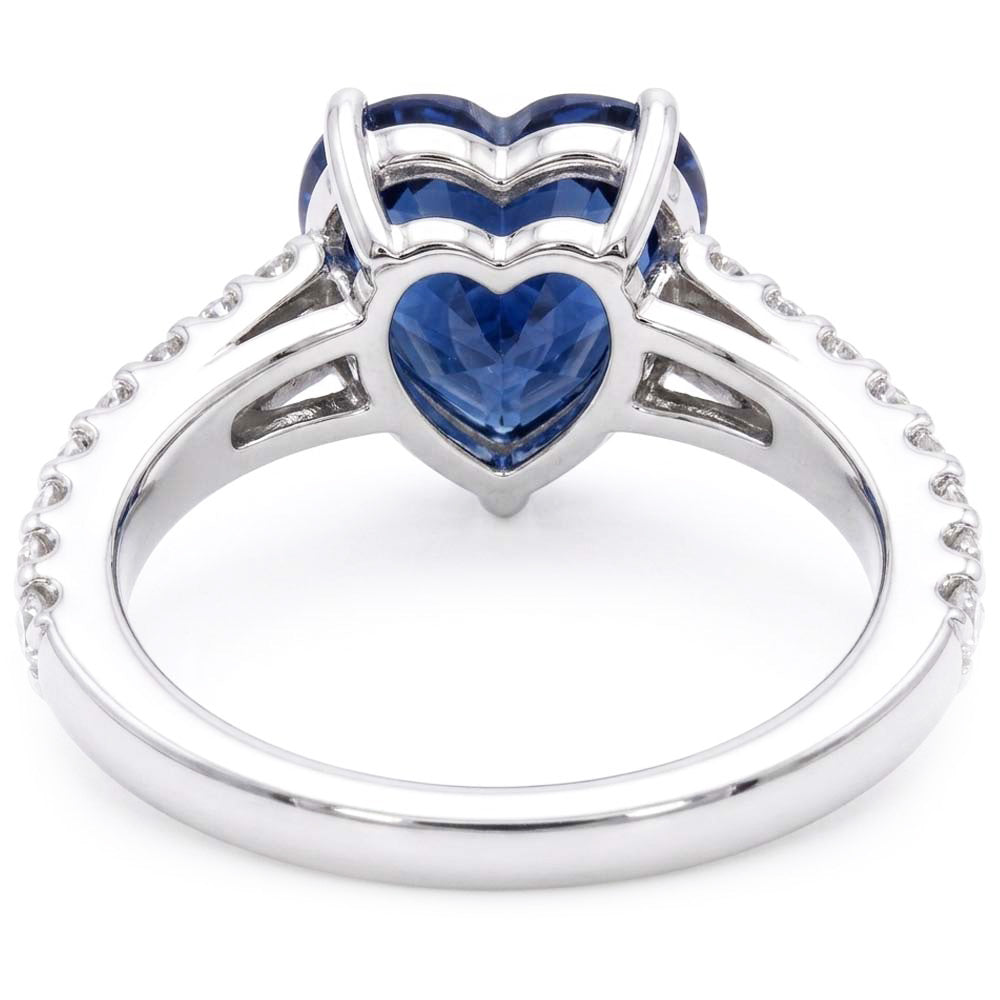 Cathedral Setting Blue Sapphire Natural Earth Mined Diamond ( Not Lab Grown ) Ring Round Accents