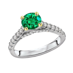 Premium Cathedral Setting Colombian Emerald Gemstone Ring – 2 ct