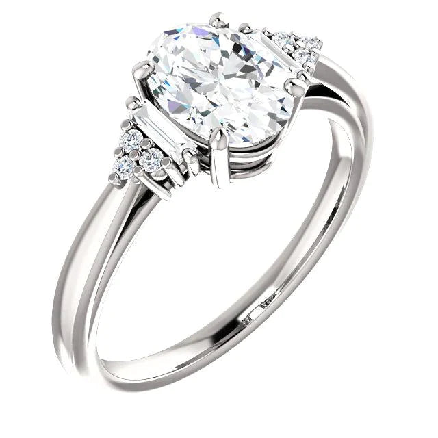 Cathedral Setting Real Diamond Engagement Ring 2.20 Carats Women Jewelry