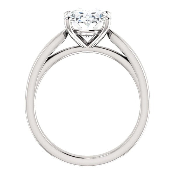 Cathedral Setting Solitaire Genuine Diamond Ring Oval 3.50 Carats