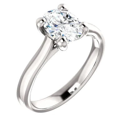 Cathedral Setting Solitaire Oval Real Diamond Ring 3.50 Carats Jewelry New - Solitaire Ring-harrychadent.ca