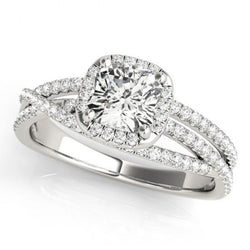 Center Cushion Genuine Diamond Halo Engagement Ring 1.74 Ct. White Gold 14K