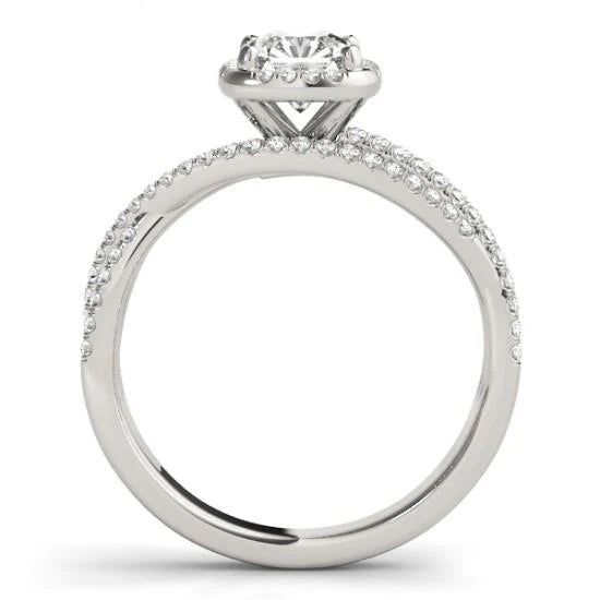 Center Cushion Genuine Diamond Halo Engagement Ring 1.74 Ct. White Gold 