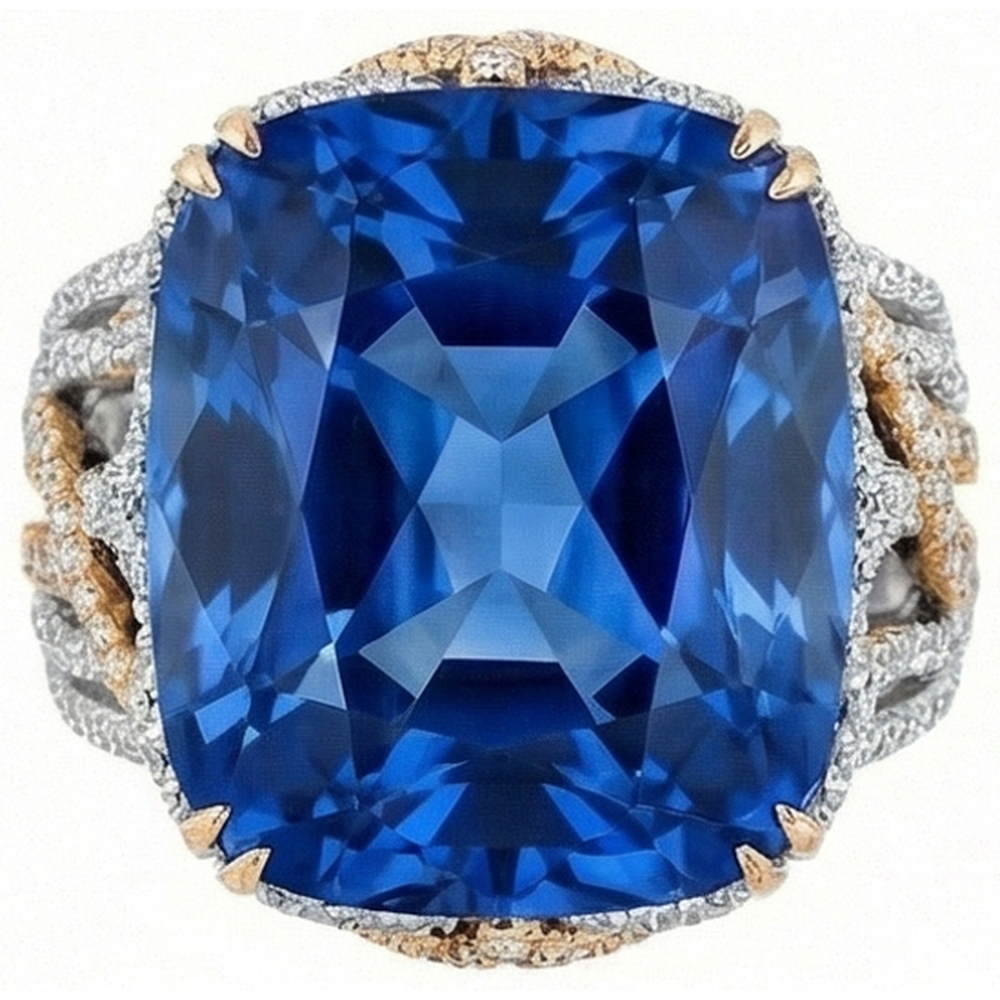 natural round sapphire 8.50ct ring side angle