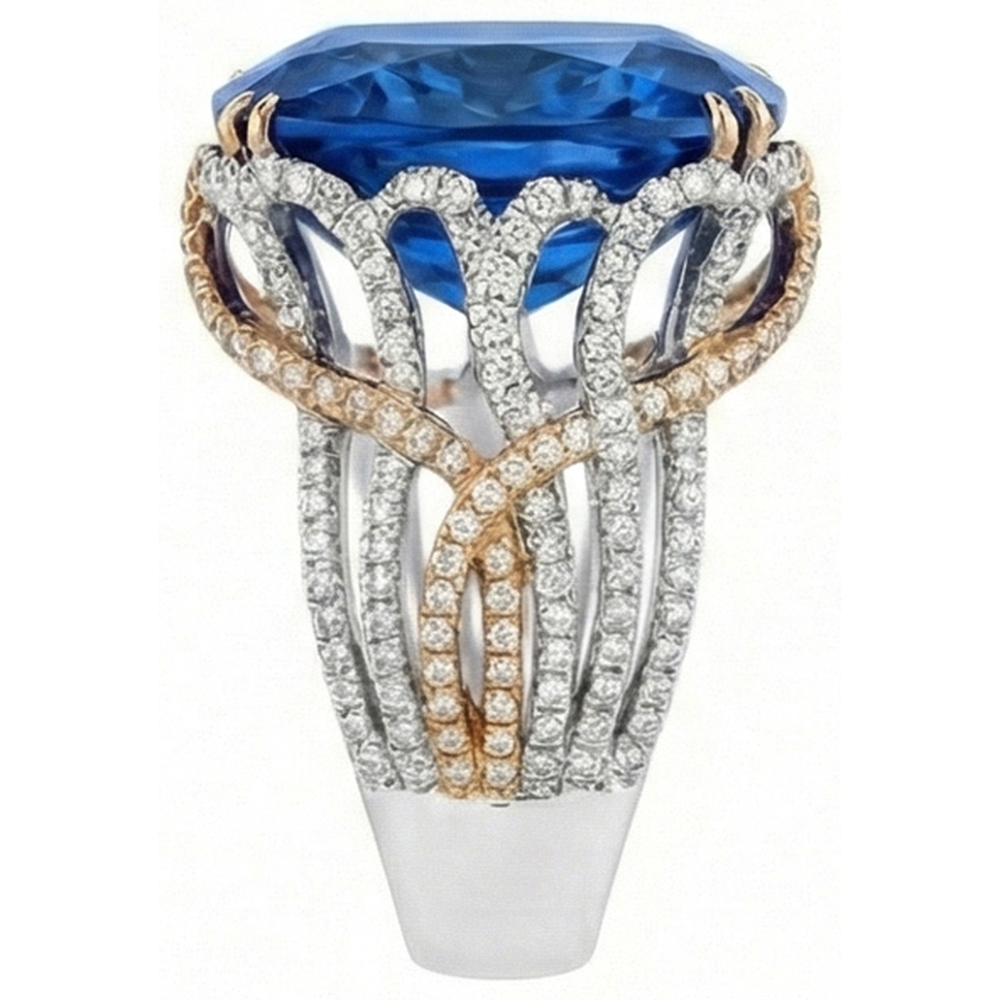 natural round sapphire 8.50ct ring top view