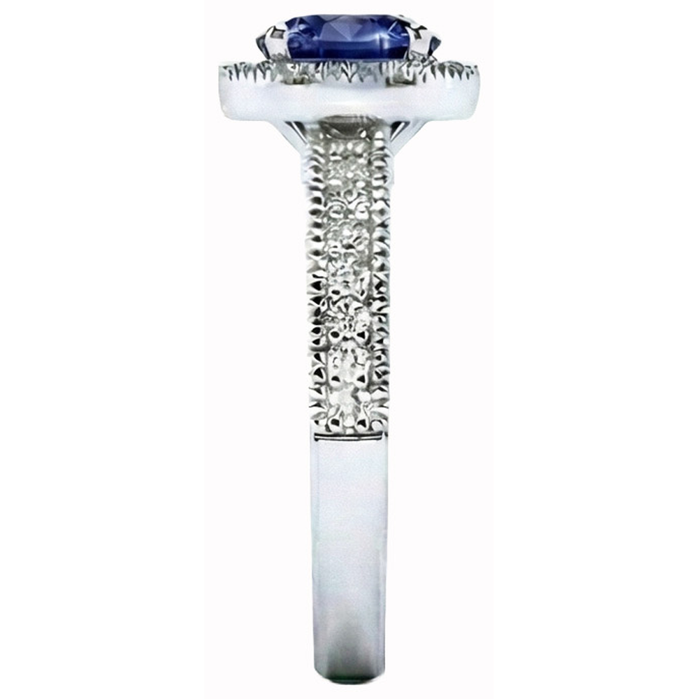 Ceylon Blue Sapphire And Natural Earth Mined Diamond ( Not Lab Grown )s Anniversary Ring New White Gold 14K