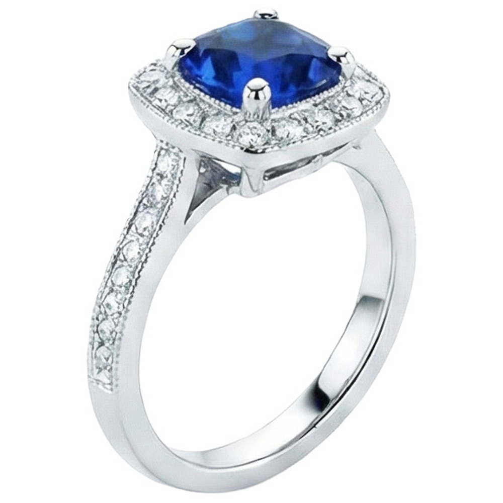 natural round sapphire 4ct ring close up detail