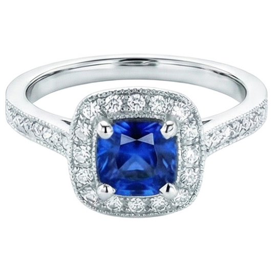 natural round sapphire 4ct ring front view