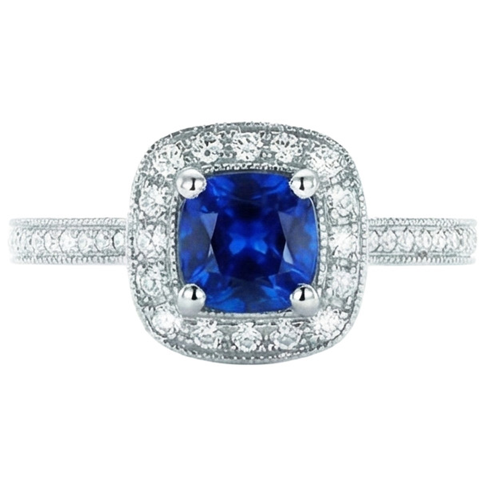 natural round sapphire 4ct ring side angle