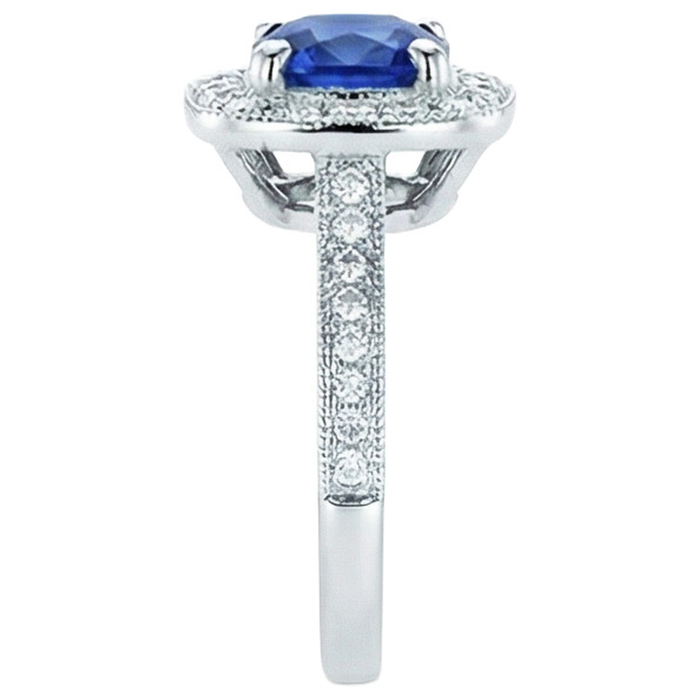natural round sapphire 4ct ring top view