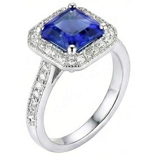 natural round sapphire 4ct ring front view