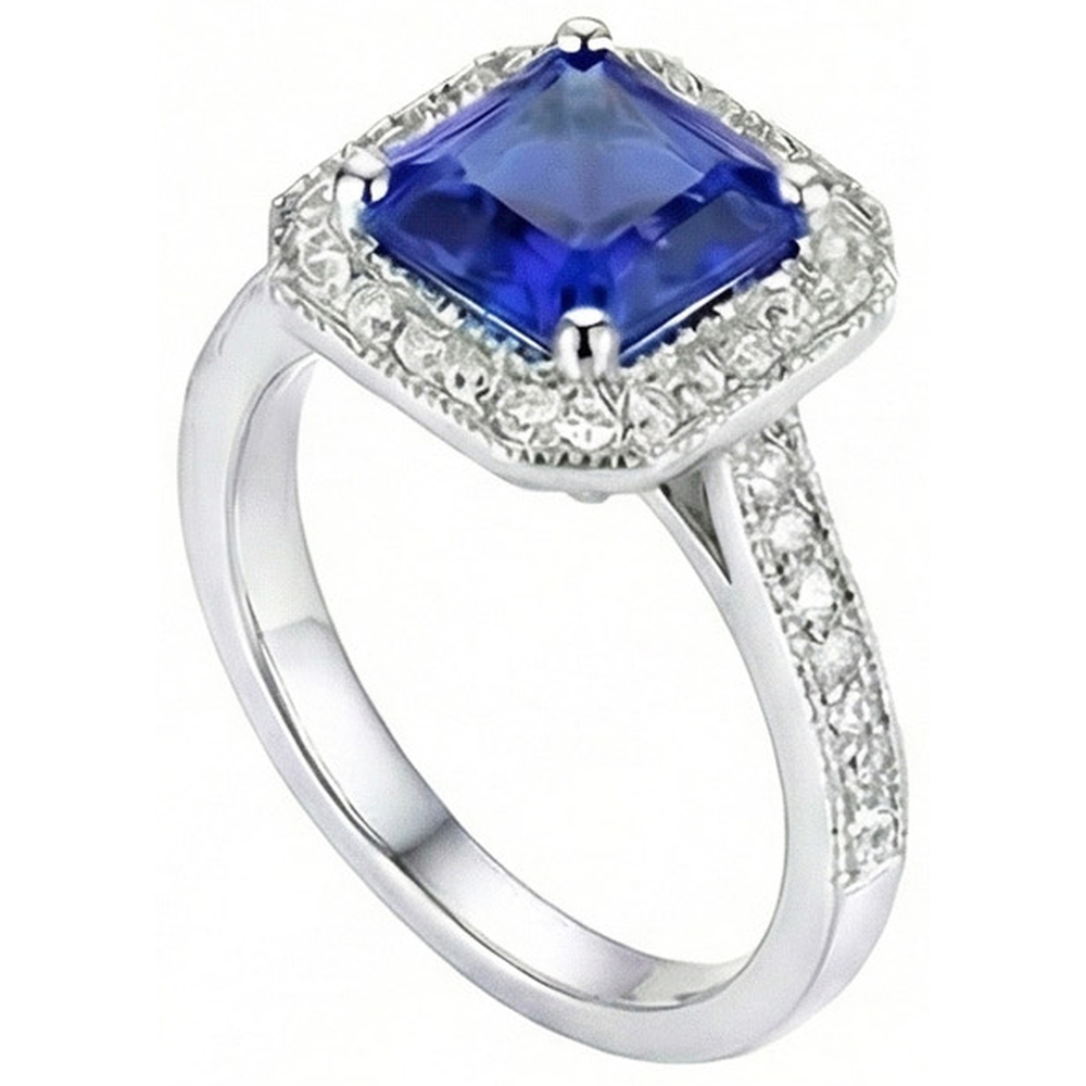 natural round sapphire 4ct ring close up detail