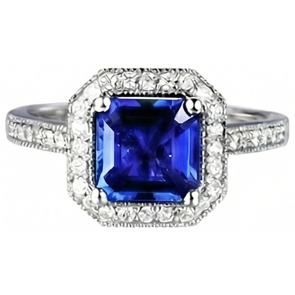 natural round sapphire 4ct ring side angle