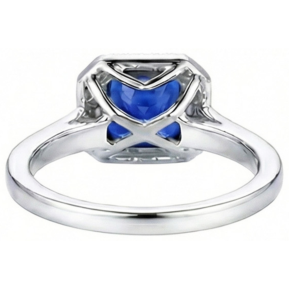 natural round sapphire 4ct ring profile view