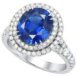 Natural Sapphire Ring 4.40ct - White Gold 14K