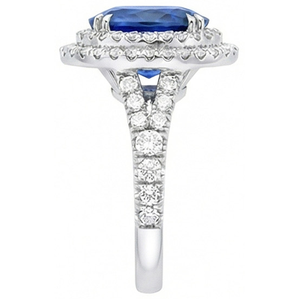 natural round sapphire 4.40ct ring profile view