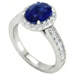 Ceylon Blue Sapphire Natural Earth Mined Diamond ( Not Lab Grown )s 4 Carats Wedding Ring White Gold 14K