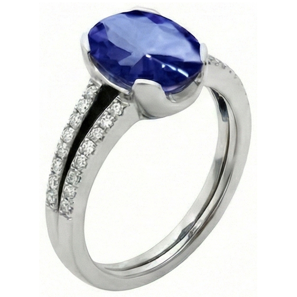 natural round sapphire 3.75ct ring side angle