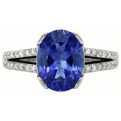 Natural Sapphire Ring 3.75ct - White Gold 14K