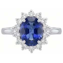 Natural Sapphire Ring 4.70ct - White Gold 14K