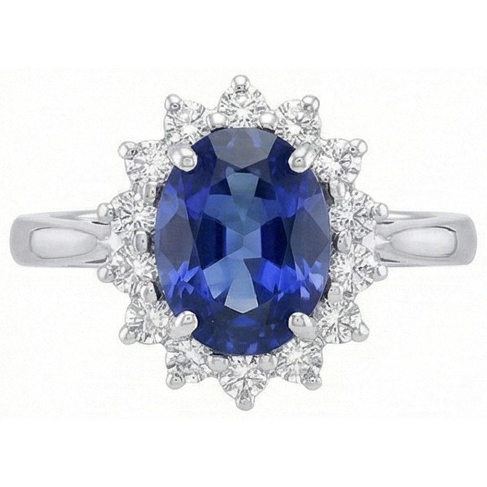 natural round sapphire 4.70ct ring side angle