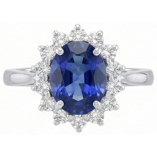 natural round sapphire 4.70ct ring side angle