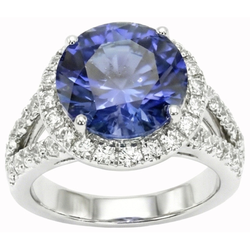 Ceylon Blue Sapphire Round Cut Natural Earth Mined Diamond ( Not Lab Grown ) Ring Gold Jewelry