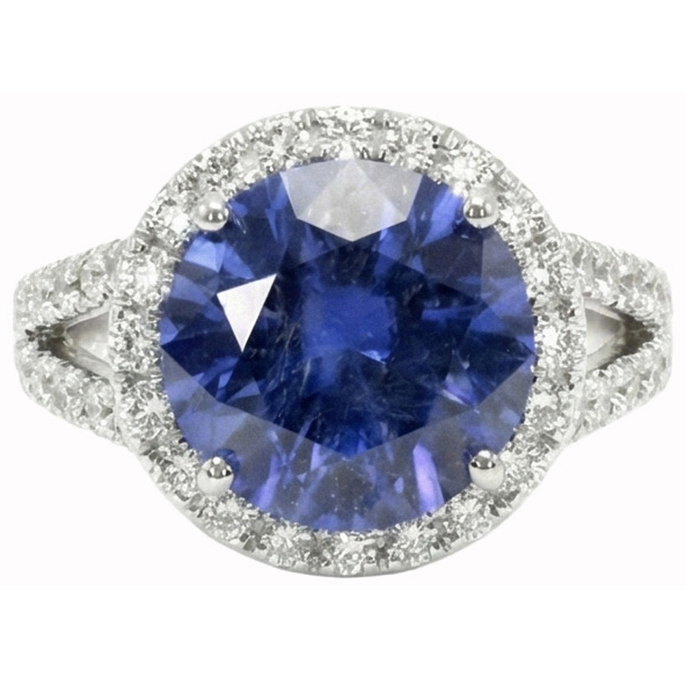 Ceylon Blue Sapphire Round Cut Natural Earth Mined Diamond ( Not Lab Grown ) Ring Gold Jewelry