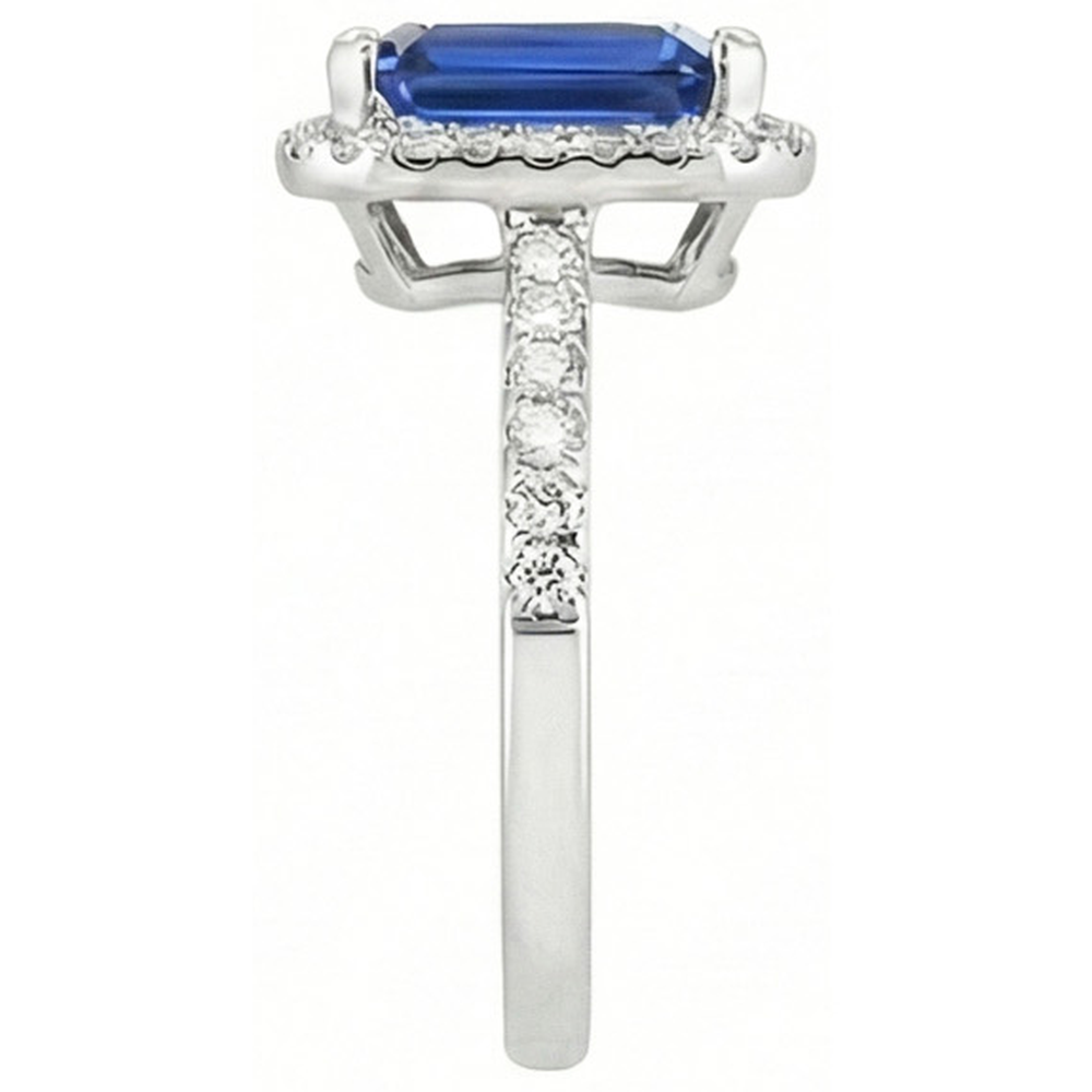 Ceylon Blue Sapphire With Natural Earth Mined Diamond ( Not Lab Grown ) s Ring 3.50 Ct White Gold 14K