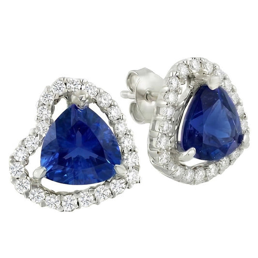 Ceylon Color Sapphire And IGI CERTIFIED Diamonds 6.80 Carat Studs Halo Earrings