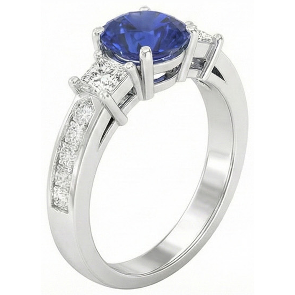 Ceylon Royal Blue Sapphire Natural Earth Mined Diamond ( Not Lab Grown ) Ring