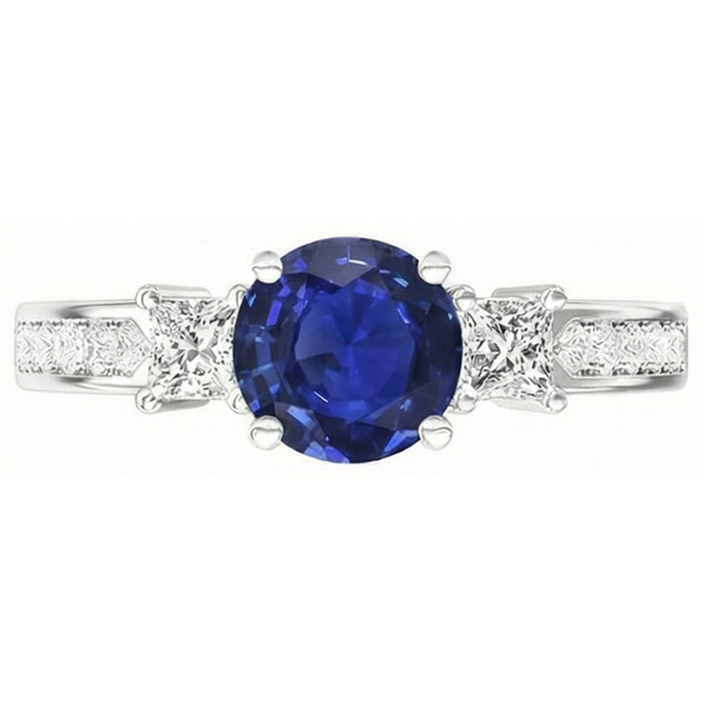 Ceylon Royal Blue Sapphire Natural Earth Mined Diamond ( Not Lab Grown ) Ring
