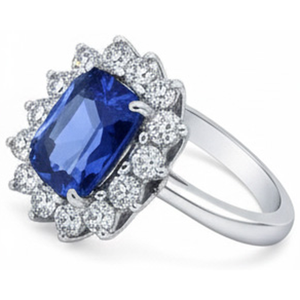 Ceylon Sapphire 4.25 Carat Natural Earth Mined Diamond ( Not Lab Grown )s Ring White Gold 14K