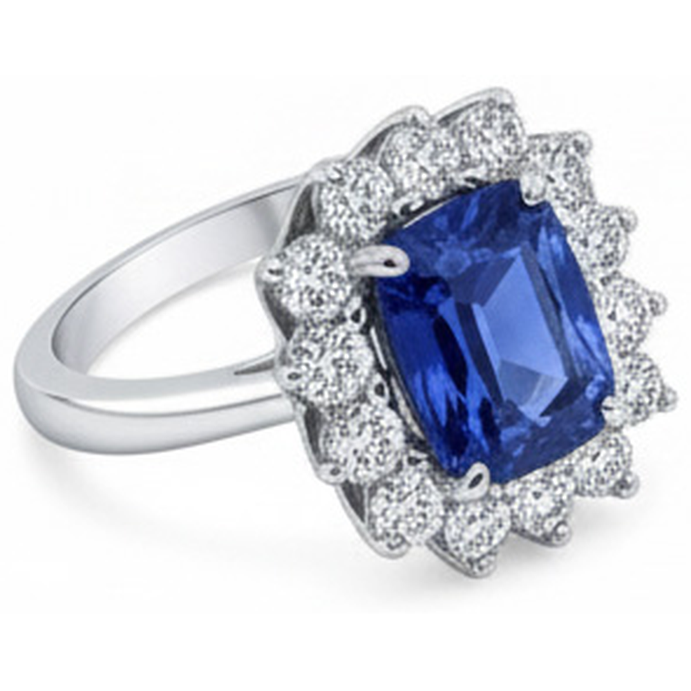 Ceylon Sapphire 4.25 Carat Natural Earth Mined Diamond ( Not Lab Grown )s Ring White Gold 14K